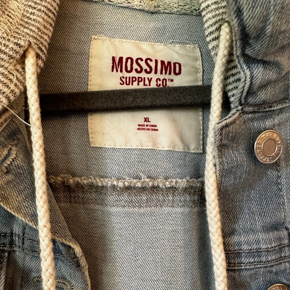 Hooded Jean Jacket with Gray Cloth Sleeves - Picture 6 of 6